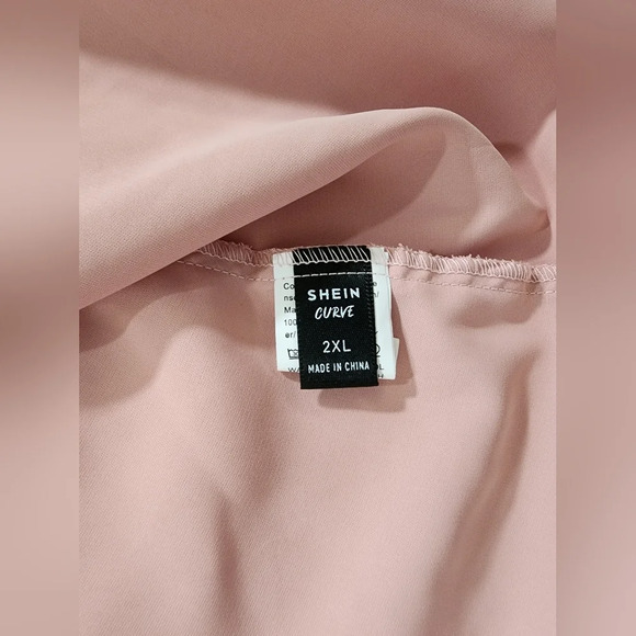 Shein Curve Blush Pink V Neck Casual Blouse 2XL - Picture 6 of 8